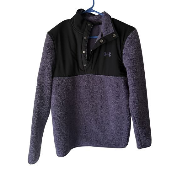 Under Armour Pullover Womens Small Fleece Golf Snap Placket Sherpa Warm Cozy - Picture 1 of 8